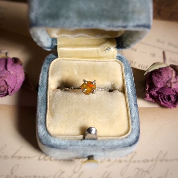 Handmade Sterling Silver Raw Opal Ring - Picture 2 of 3